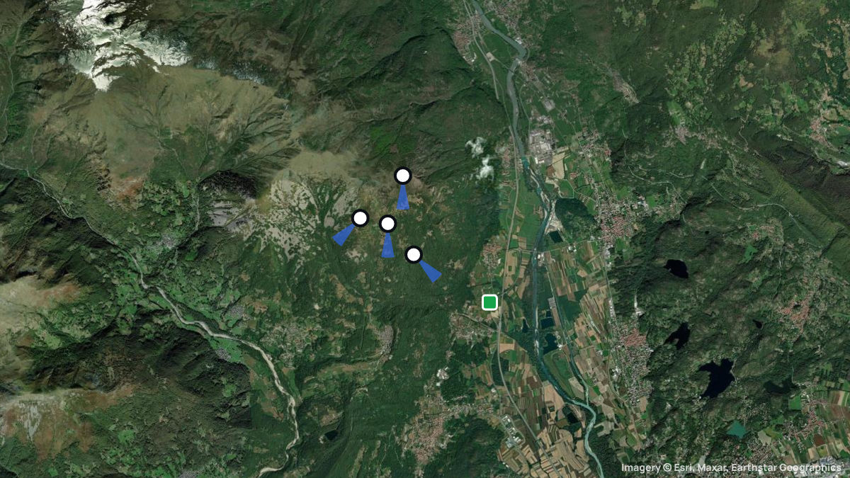 Satellitenkarte von Monte Cavallaria mit Start- und Landeplätzen