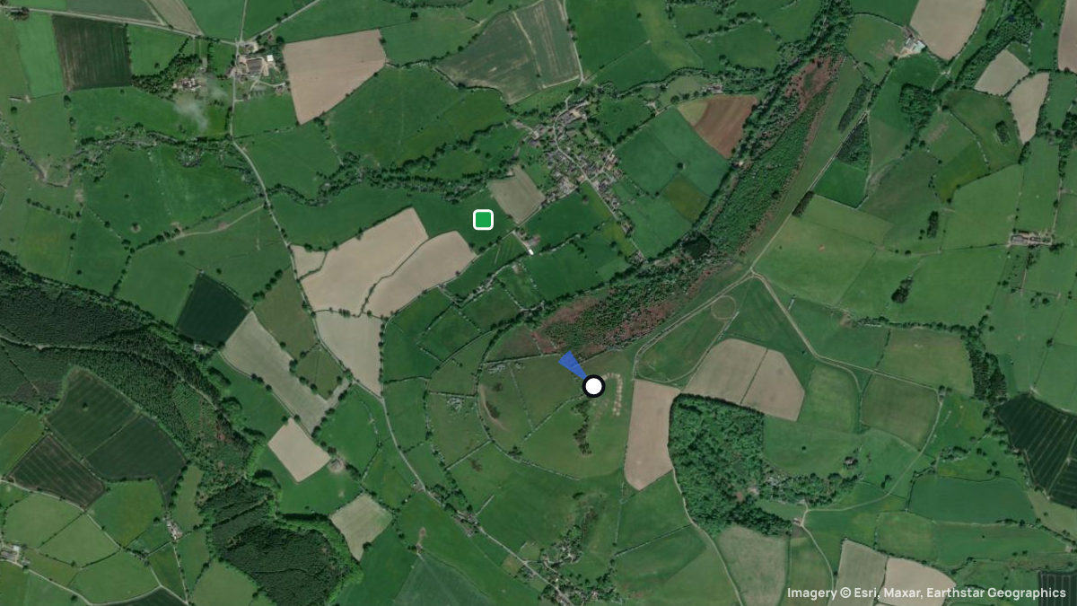 Satellite map of Clunbury with its launches and landings