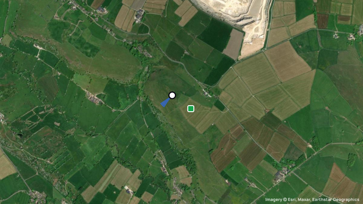 Satellite map of High Wheeldon with its launches and landings