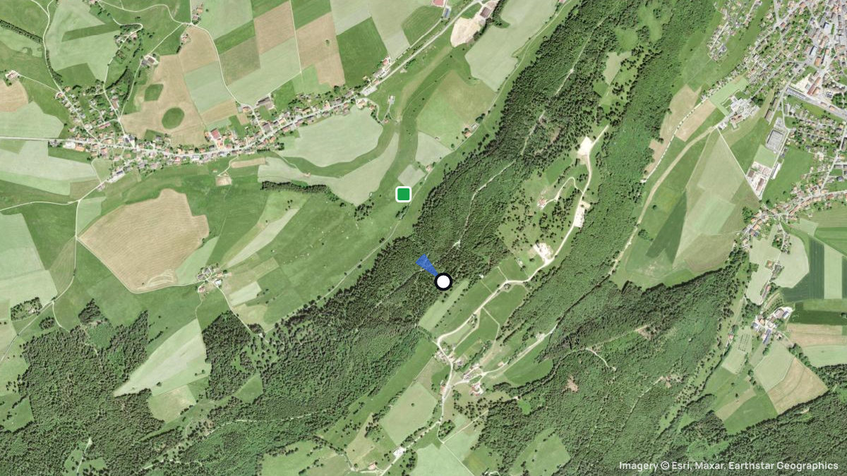 Satellitenkarte von Mont de Cerfs mit Start- und Landeplätzen