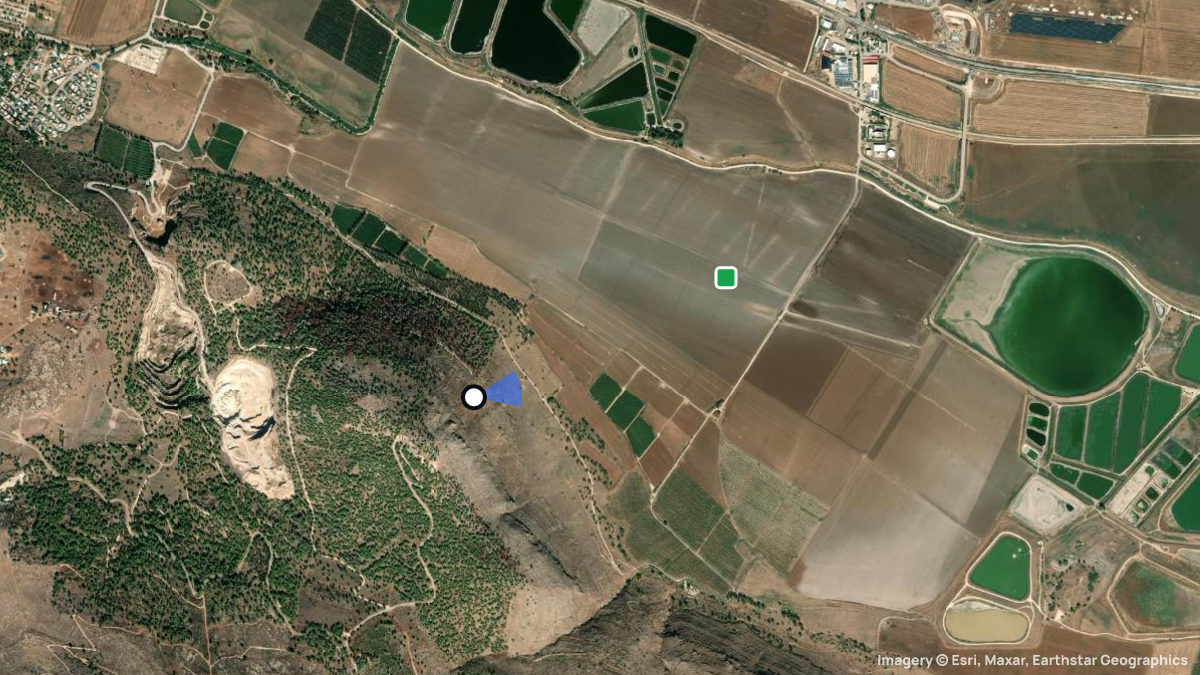 Satellite map of Ketef Shaul with its launches and landings