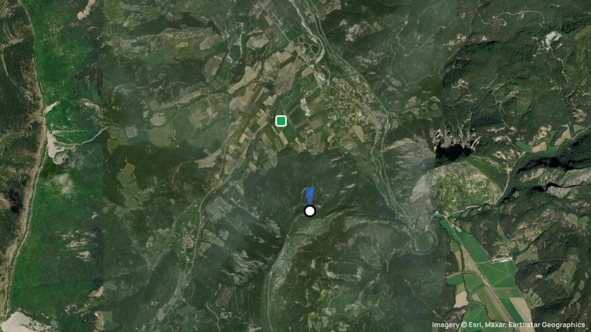 Satellitenkarte von Clamontard mit Start- und Landeplätzen