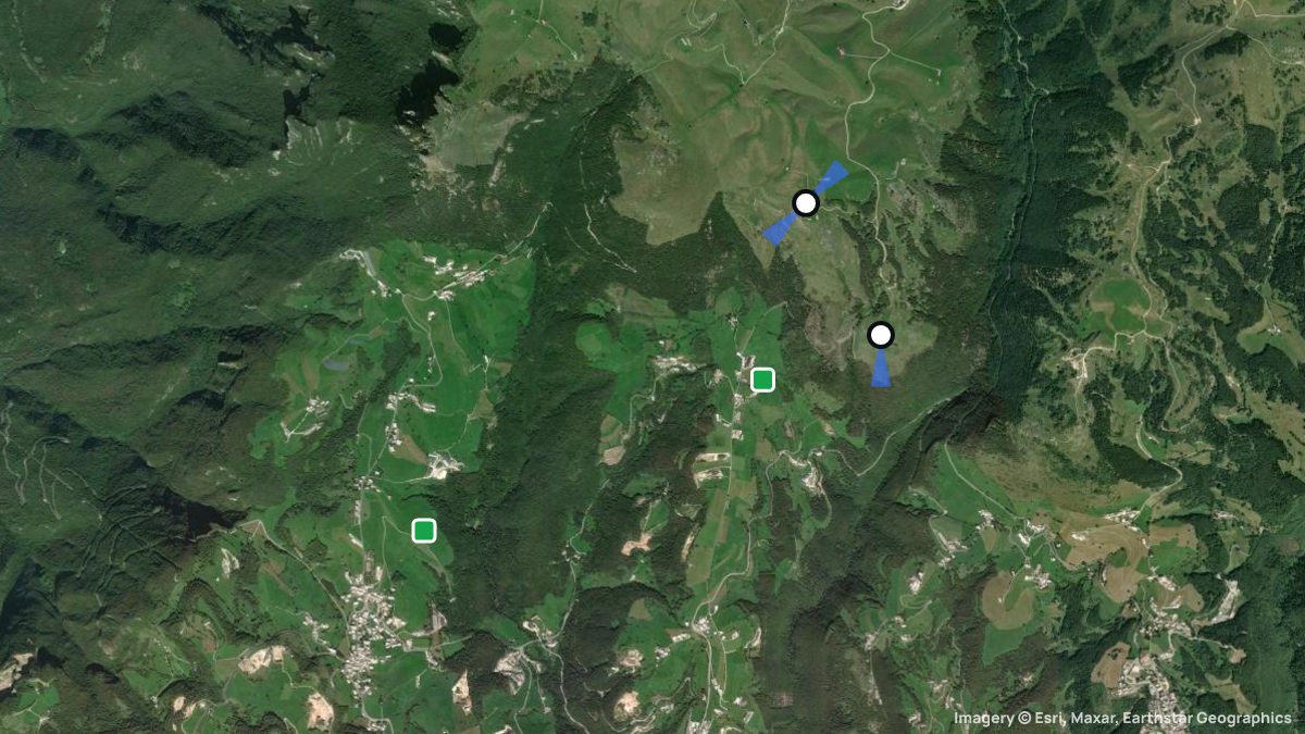 Satellite map of Vallene with its launches and landings