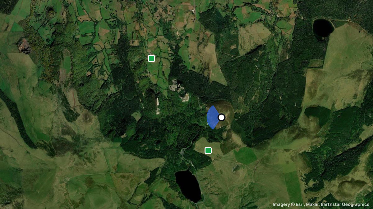Satellitenkarte von Puy de L'Ouire mit Start- und Landeplätzen