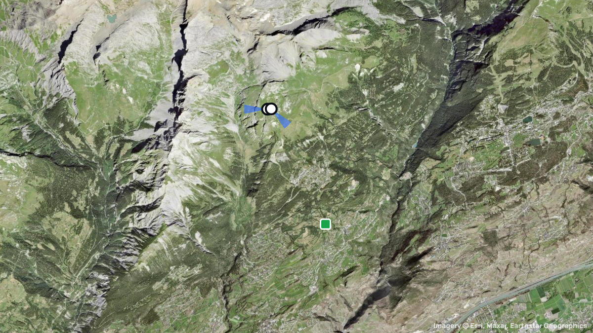 Satellite map of Pas de Maimbre with its launches and landings