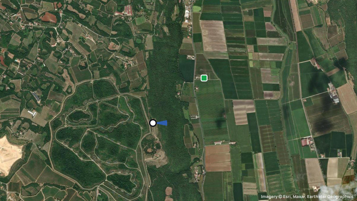 Satellite map of Orgiano with its launches and landings
