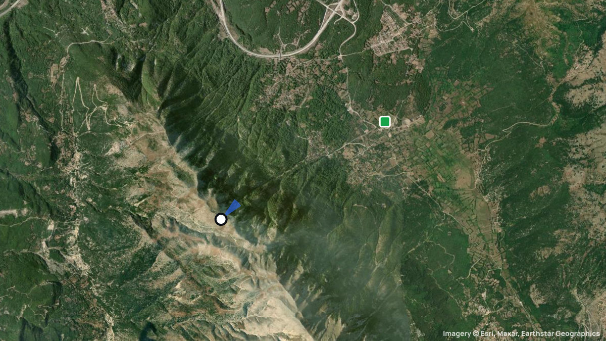 Satellite map of Dodoni with its launches and landings