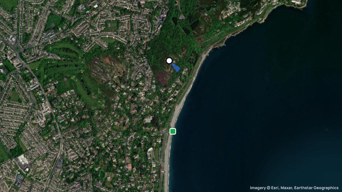 Satellite map of Killiney Hill with its launches and landings