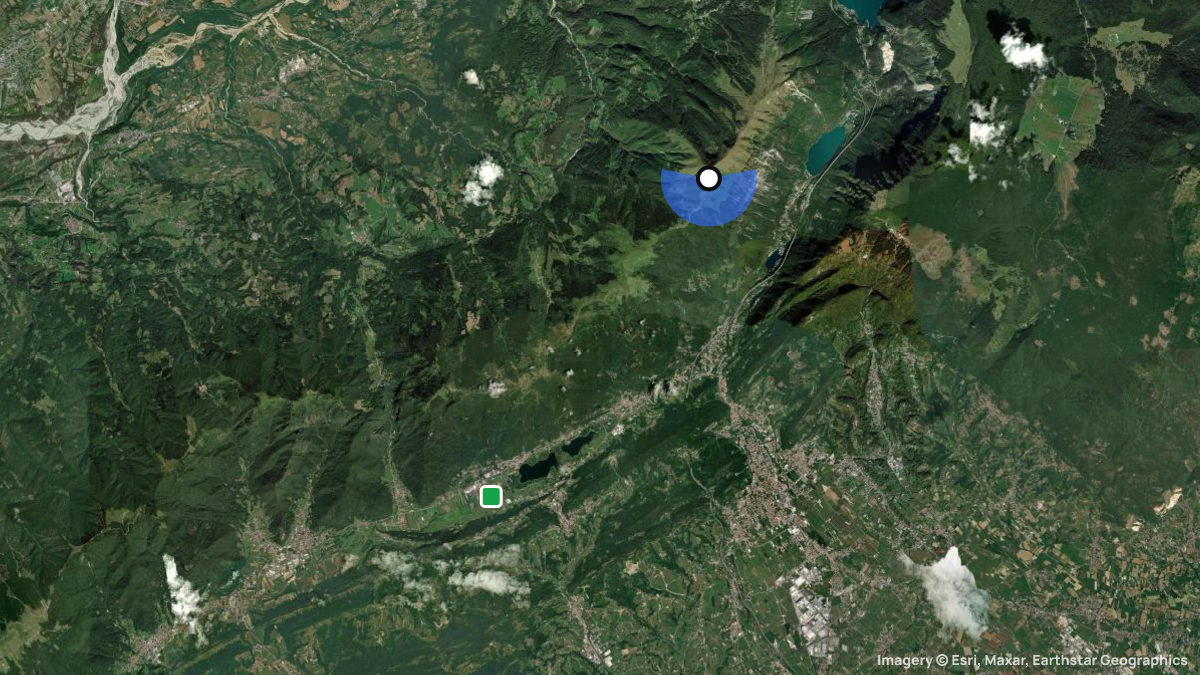 Satellite map of Col Visentin with its launches and landings