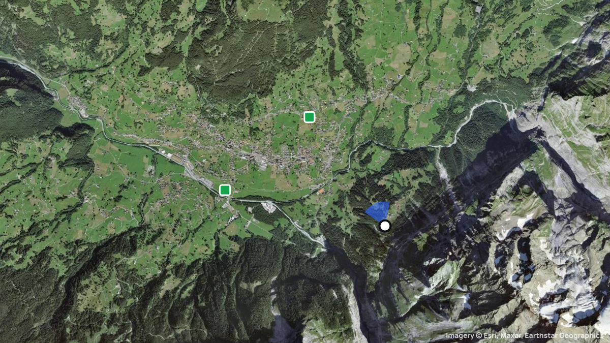 Satellite map of Pfingstegg with its launches and landings