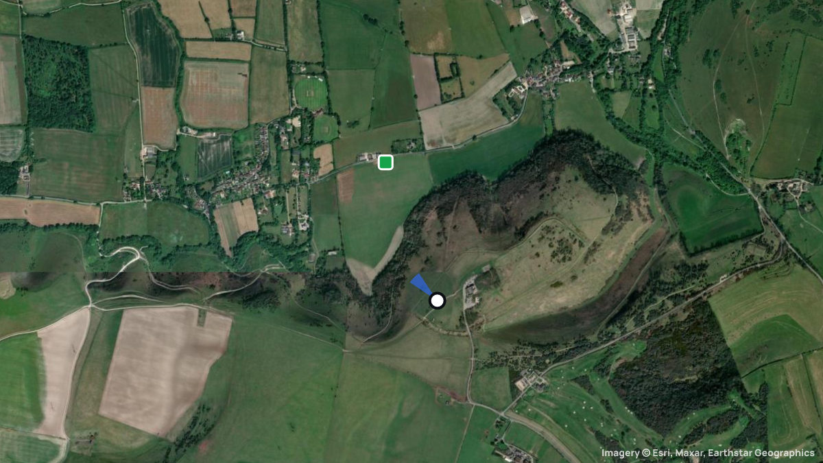 Satellite map of Devil's Dyke with its launches and landings