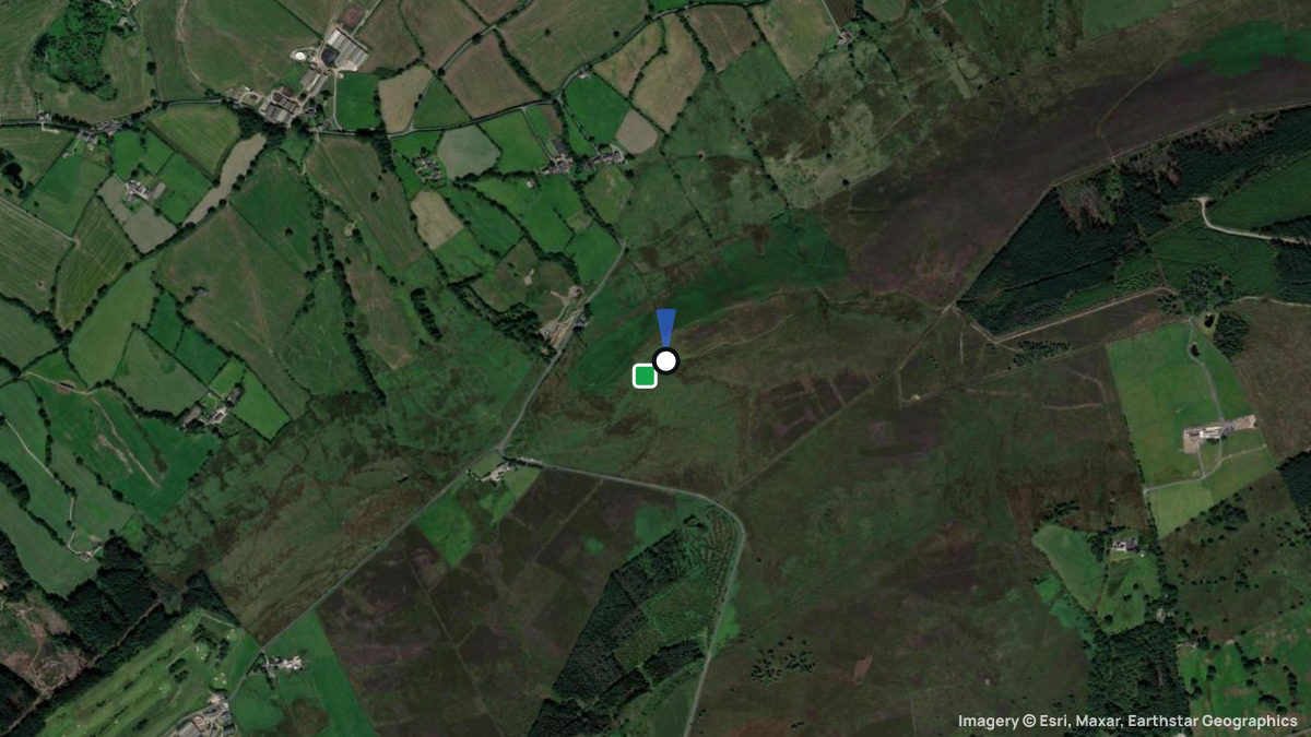 Satellite map of Longridge Fell with its launches and landings