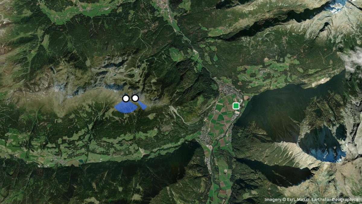 Satellitenkarte von Speikboden mit Start- und Landeplätzen