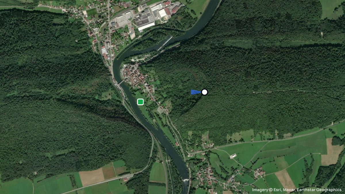 Satellitenkarte von Clerval mit Start- und Landeplätzen