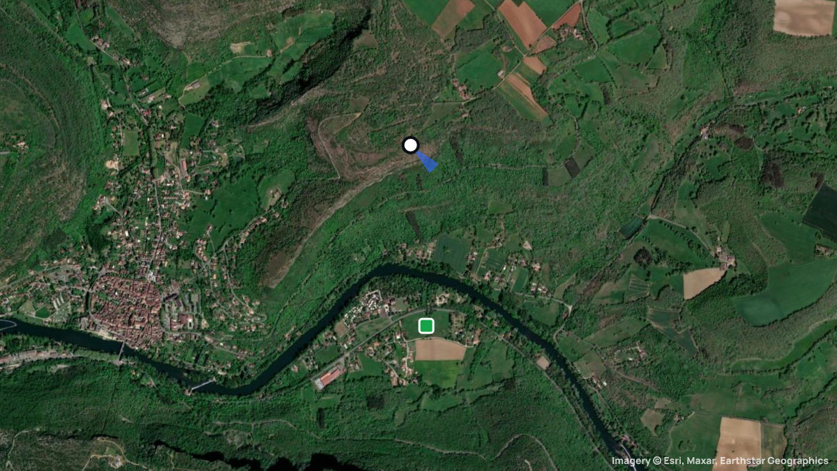 Satellitenkarte von Merigot mit Start- und Landeplätzen