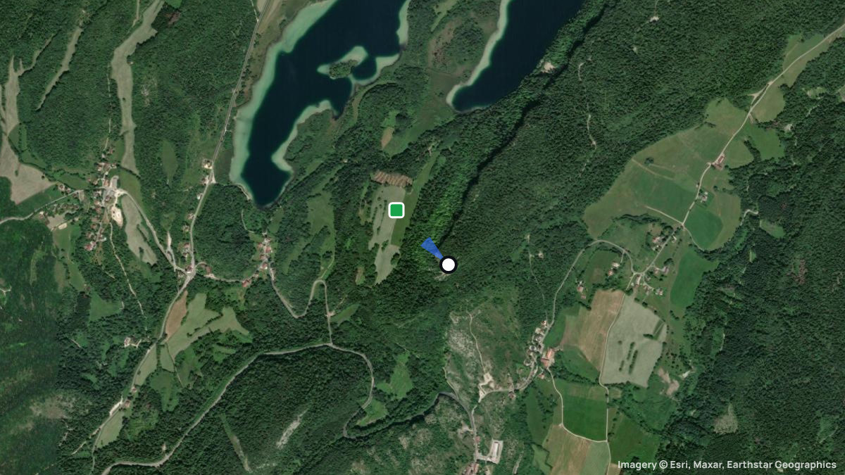 Satellite map of Pic De L'Aigle with its launches and landings