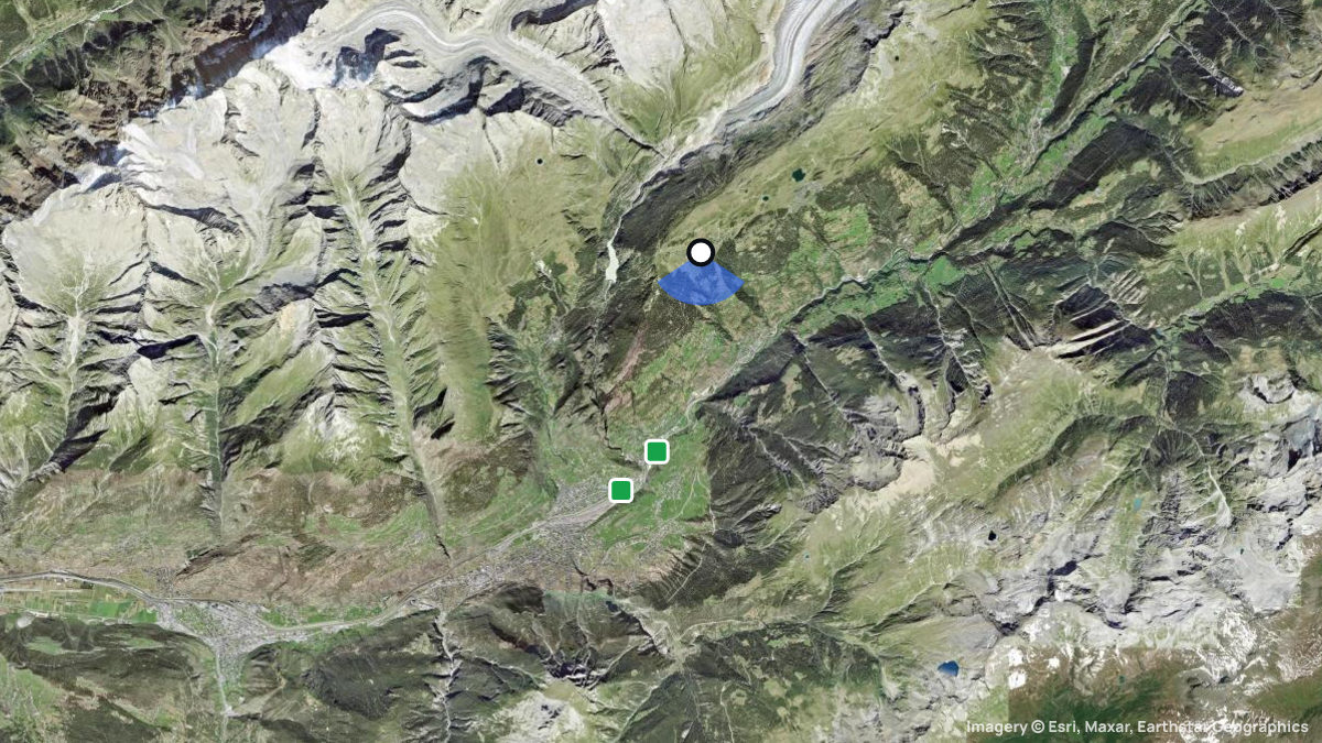 Satellitenkarte von Greicheralp mit Start- und Landeplätzen