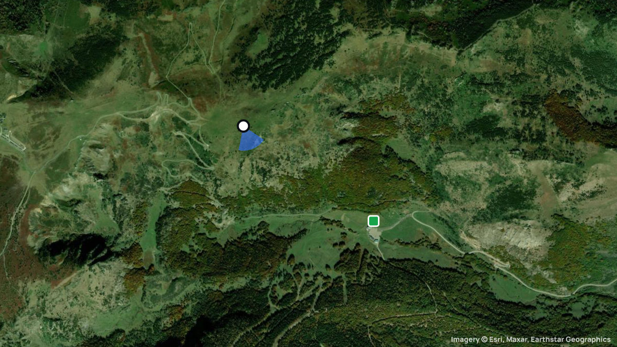 Satellite map of Col de Pailheres with its launches and landings