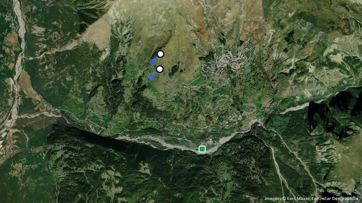 Satellite map of Cairn with its launches and landings