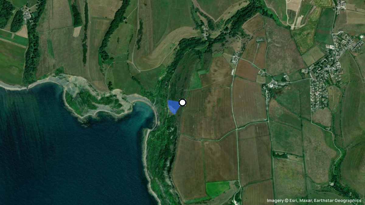 Satellitenkarte von St. Aldhelm's Head mit Start- und Landeplätzen