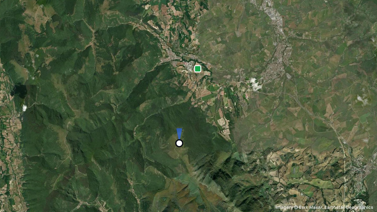 Satellite map of Monte Gemmo with its launches and landings