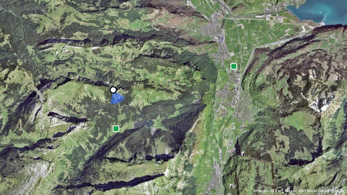 Satellite map of Bärensolspitz with its launches and landings