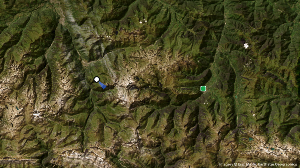 Satellite map of Les Granges with its launches and landings