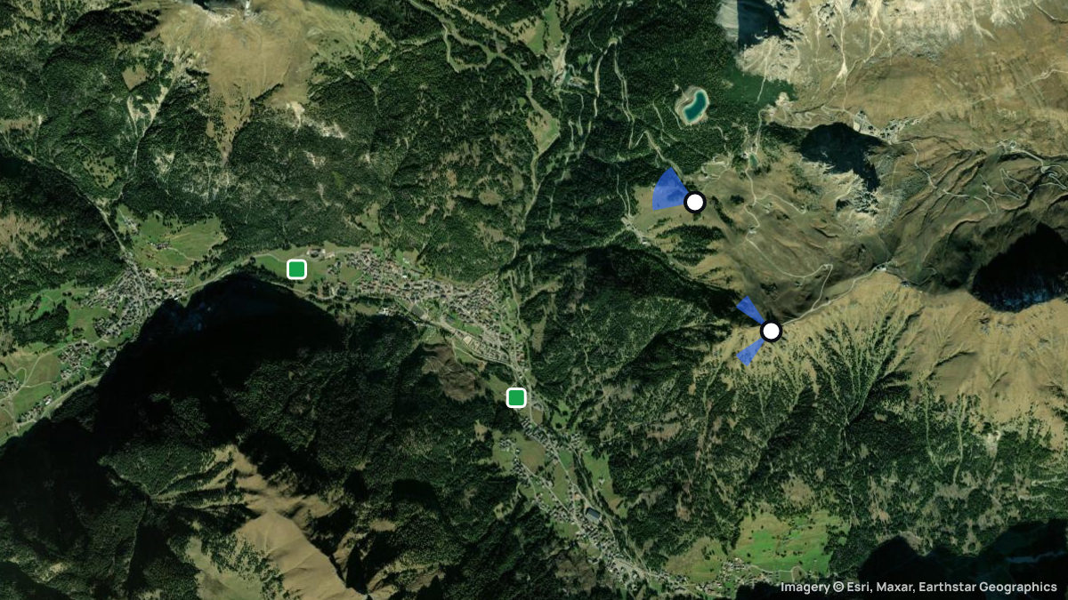 Satellite map of Belvedere with its launches and landings