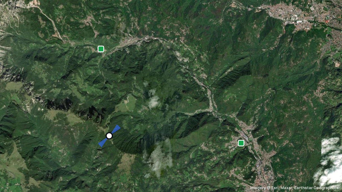 Satellite map of Montefalcone with its launches and landings