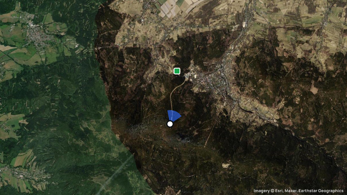Satellite map of Stogu Izerskim with its launches and landings