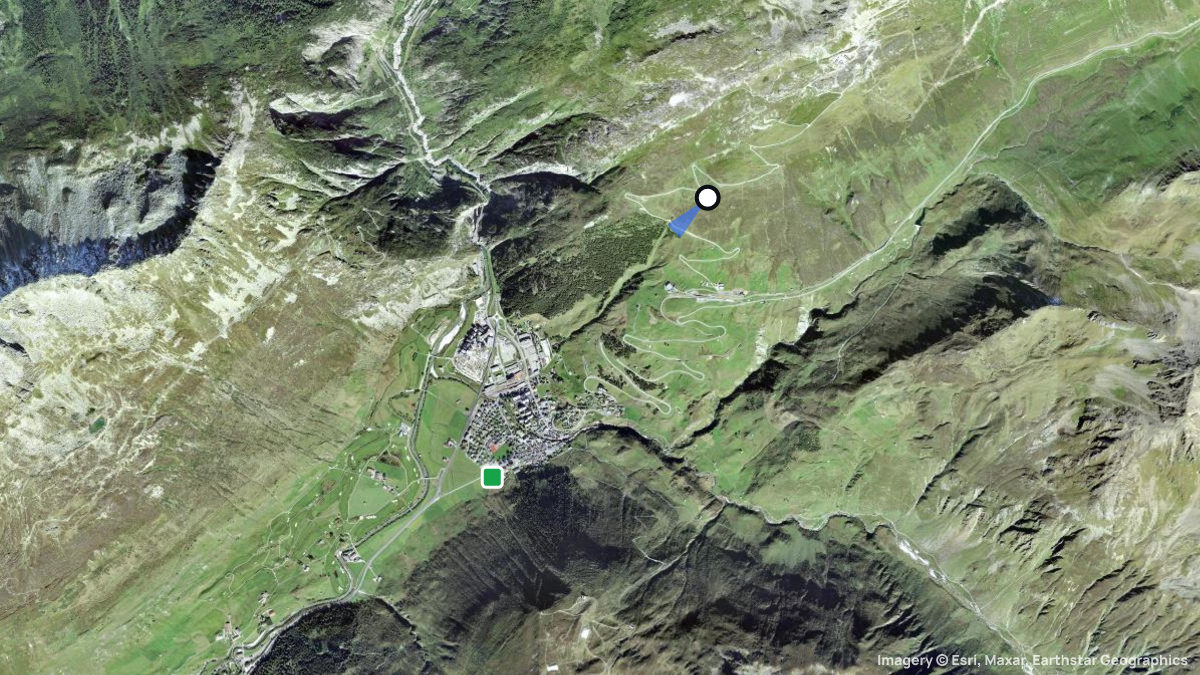 Satellite map of Gütsch with its launches and landings