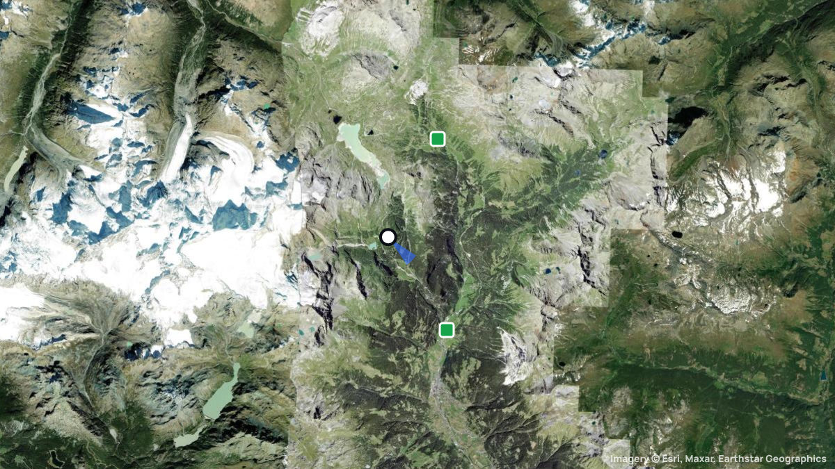 Satellite map of Alp Grüm with its launches and landings