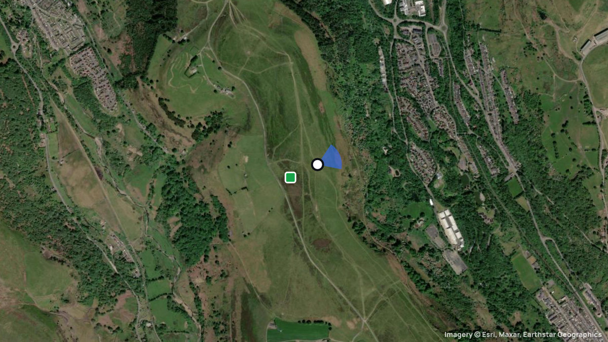 Satellite map of Ebbw Vale with its launches and landings