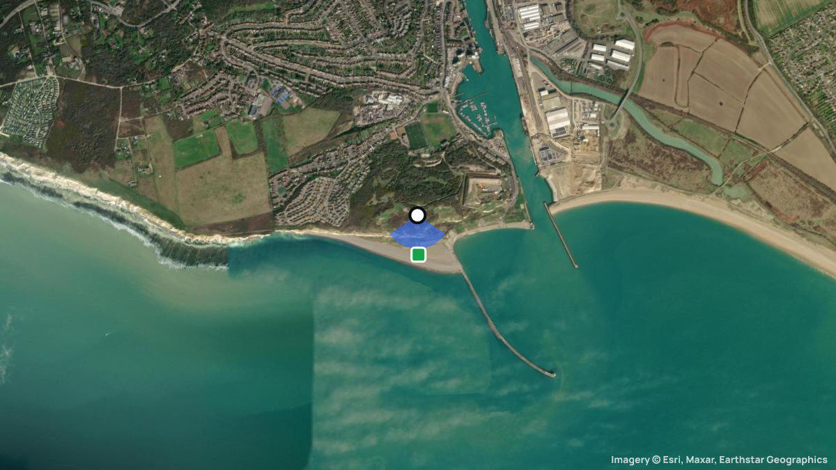Satellite map of Newhaven Cliffs with its launches and landings