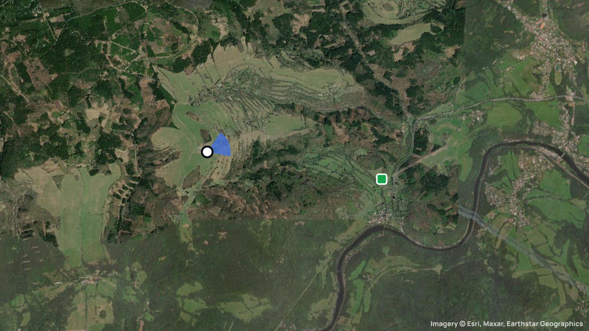 Satellite map of Srni with its launches and landings