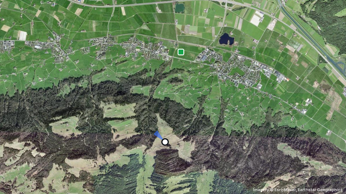 Satellite map of Kistleralp with its launches and landings