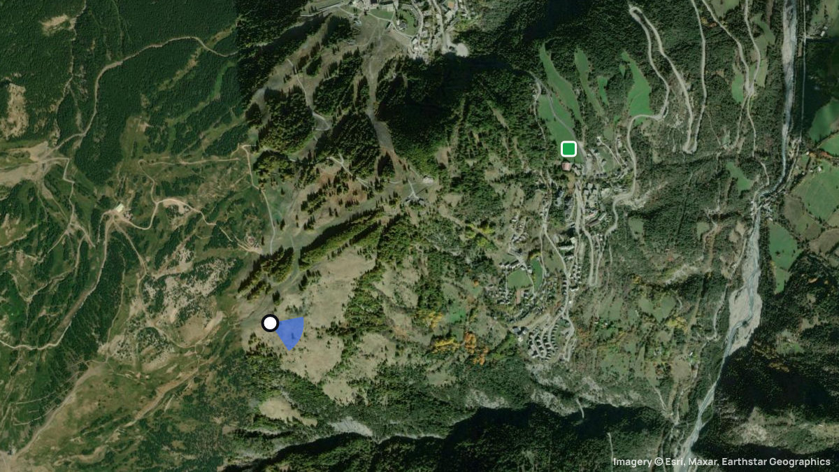 Satellitenkarte von Pra-Loup mit Start- und Landeplätzen