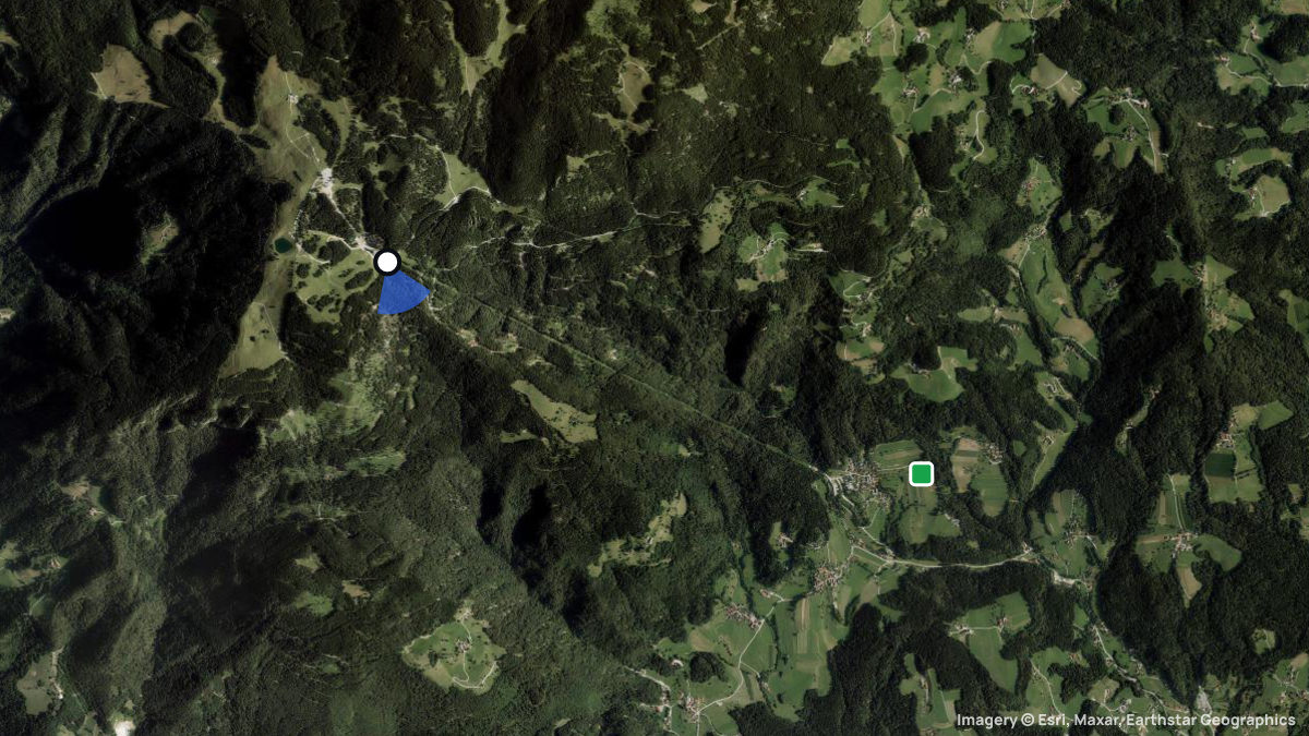 Satellitenkarte von Golte - Medvedjak mit Start- und Landeplätzen