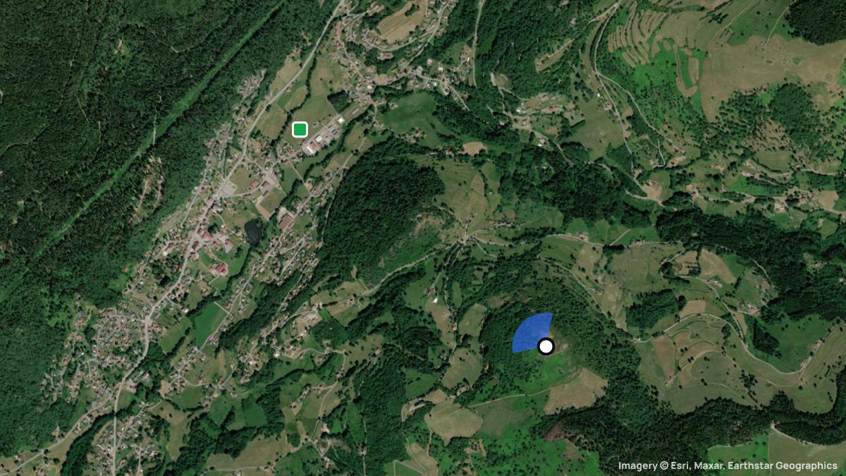 Satellite map of Tete des Renards with its launches and landings
