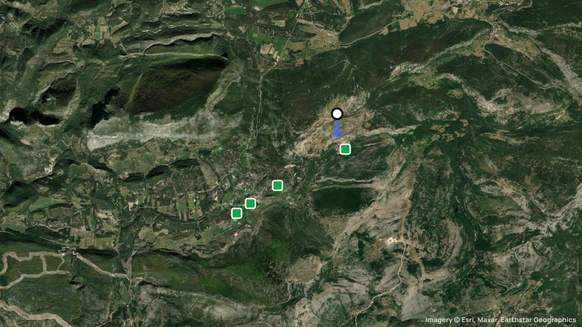 Satellitenkarte von Col du Lachens Süd mit Start- und Landeplätzen