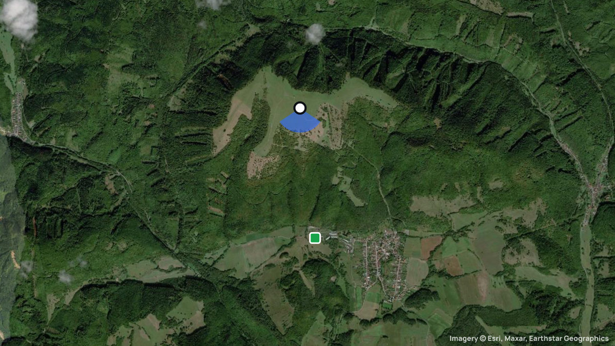 Satellitenkarte von Podkonicke Plese mit Start- und Landeplätzen