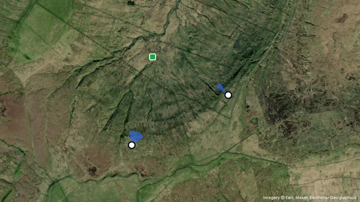 Satellitenkarte von Grove Head mit Start- und Landeplätzen