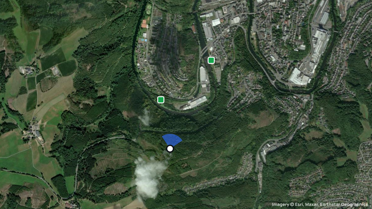 Satellite map of Werdohl with its launches and landings