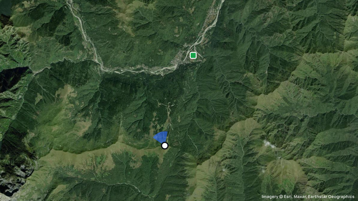 Satellitenkarte von Alpe Mera mit Start- und Landeplätzen