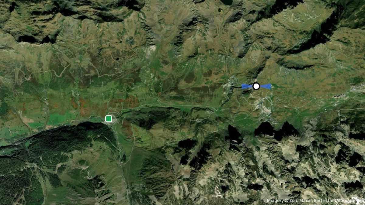 Satellite map of Tourmalet with its launches and landings