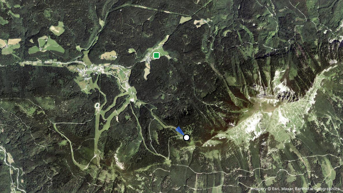 Satellite map of Ötscher with its launches and landings
