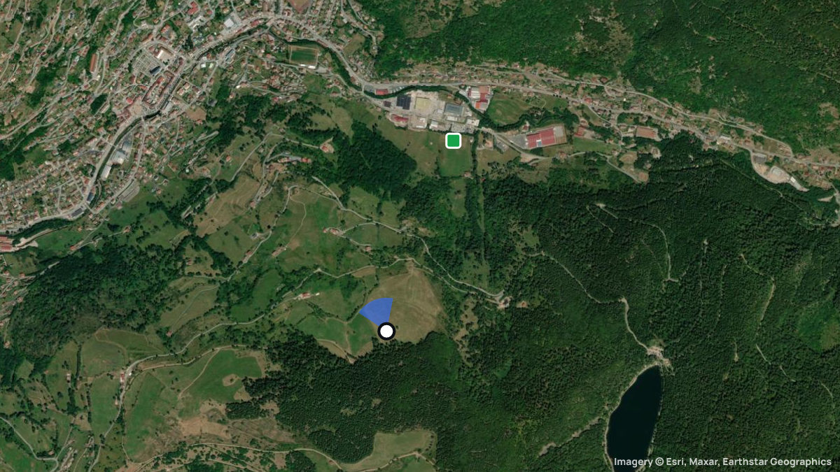 Satellitenkarte von Les Bouchaux mit Start- und Landeplätzen