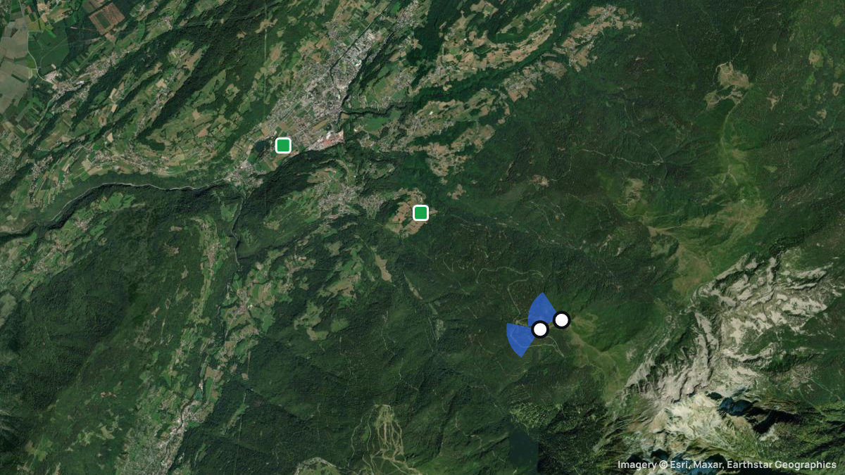 Satellitenkarte von Val Pelouse mit Start- und Landeplätzen