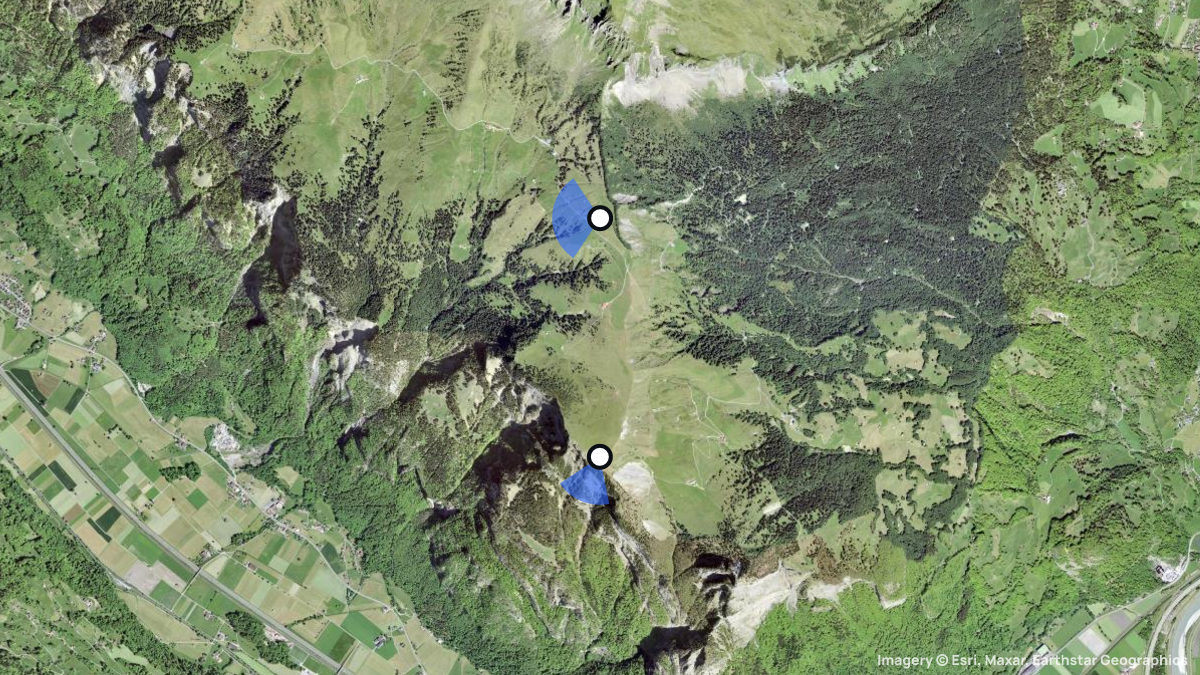 Satellitenkarte von Palfries mit Start- und Landeplätzen