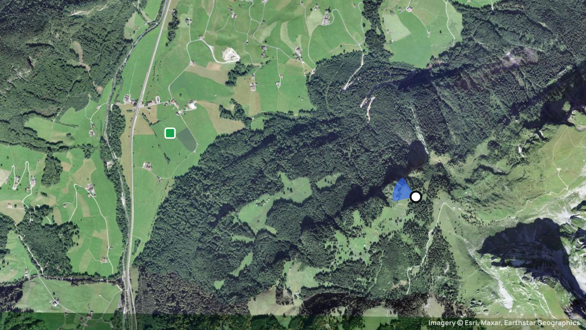 Satellite map of Bruniswald with its launches and landings
